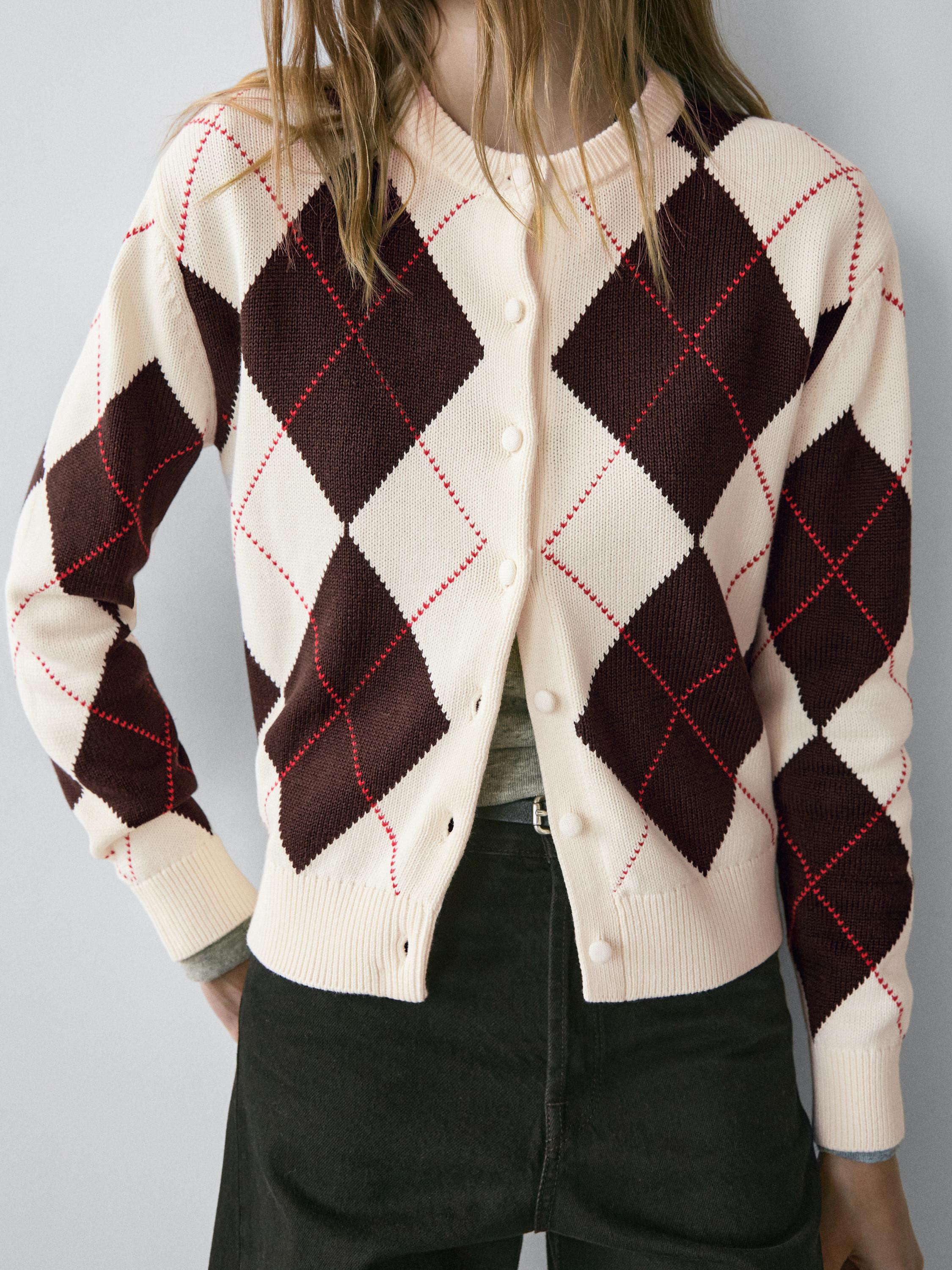 Cardigan à losanges en coton